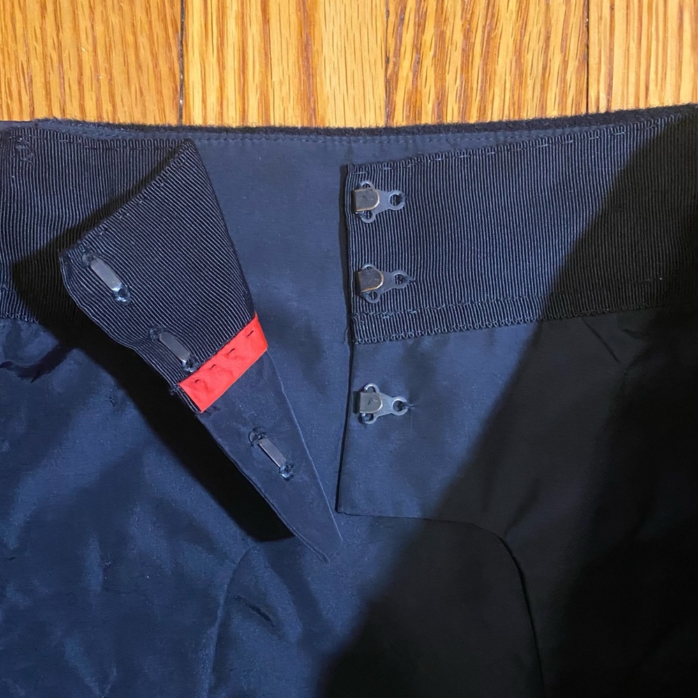 Per Se Black and Gray Wool Striped Skirt with Gold Buttons - Picture 9 of 9